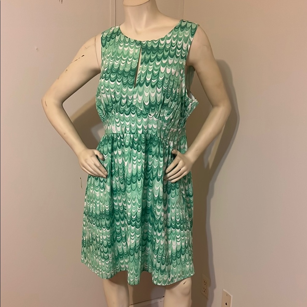 ModCloth Green Patterned Sleeveless Dress